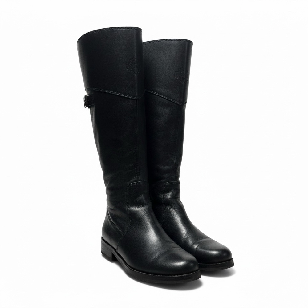 Harley-Davidson 13” Knee High Black Leather Zipper Heeled Motorcycle Boot - Picture 16 of 16